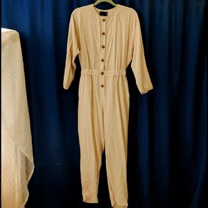 ASOS design linen elastic waist button jumpsuit